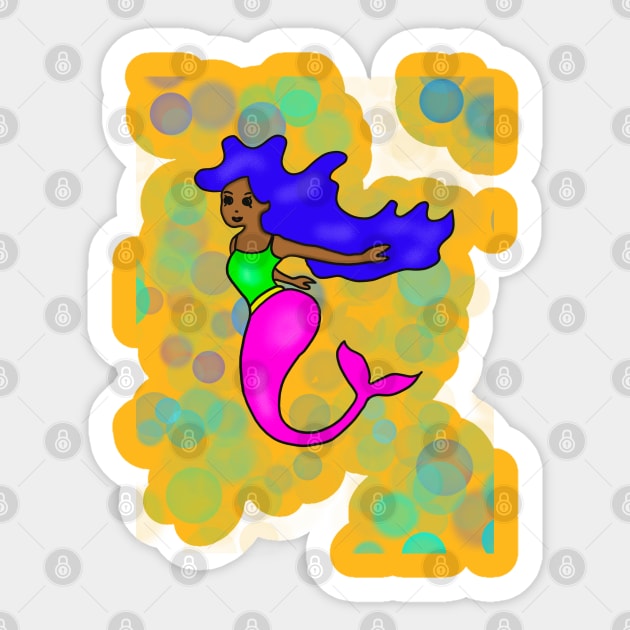 Cute Rainbow African American Mermaid Sticker by blackartmattersshop